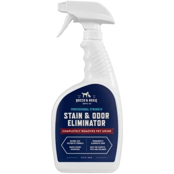 Rocco & Roxie Stain & Odor Eliminator for Strong Odor - Enzyme Pet Odor Eliminator for Home - Carpet Stain Remover for Cats and Dog Pee - Enzymatic Cat Urine Destroyer - Carpet Cleaner Spray