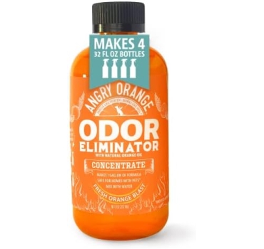 Angry Orange Pet Odor Eliminator for Home - 8oz Dog and Cat Pee Smell Remover for Carpet, Grass, Tile and Furniture - Citrus Concentrate, Makes 128oz of Liquid